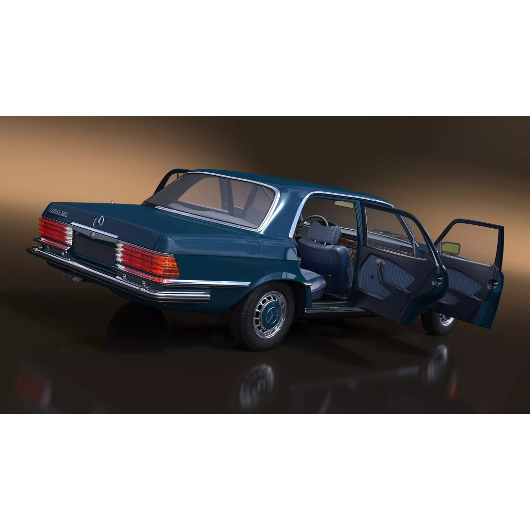 Mercedes Benz 350 SE 3D Model – Rigged Vintage Luxury Sedan, FBX - View 11