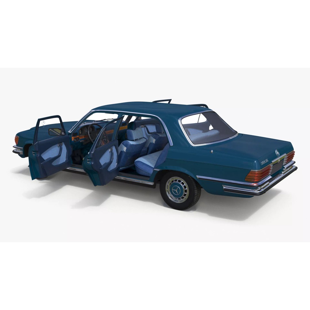 Mercedes Benz 350 SE 3D Model – Rigged Vintage Luxury Sedan, FBX - View 14