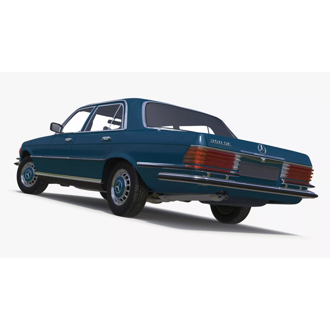Mercedes Benz 350 SE 3D Model – Rigged Vintage Luxury Sedan, FBX - View 27