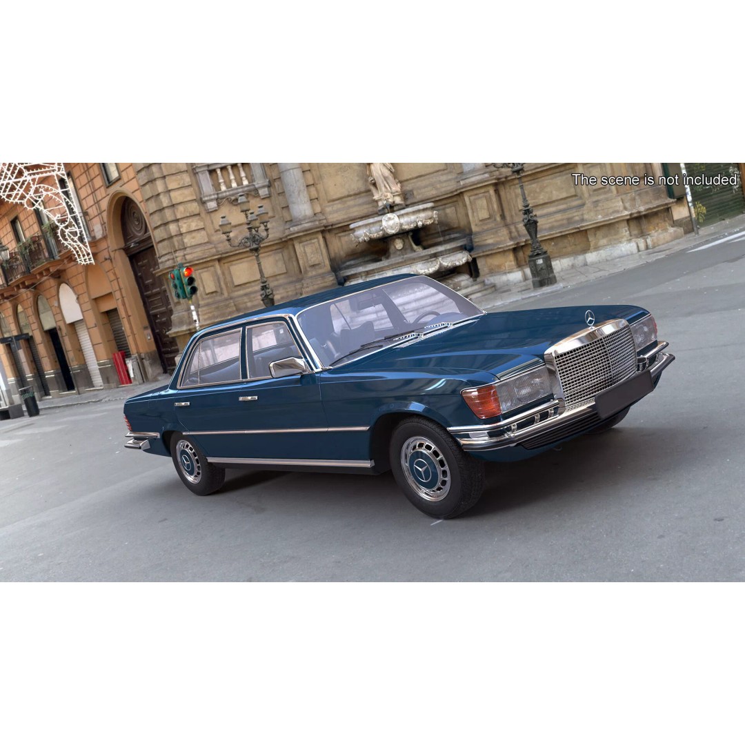 Mercedes Benz 350 SE 3D Model – Rigged Vintage Luxury Sedan, FBX - View 3