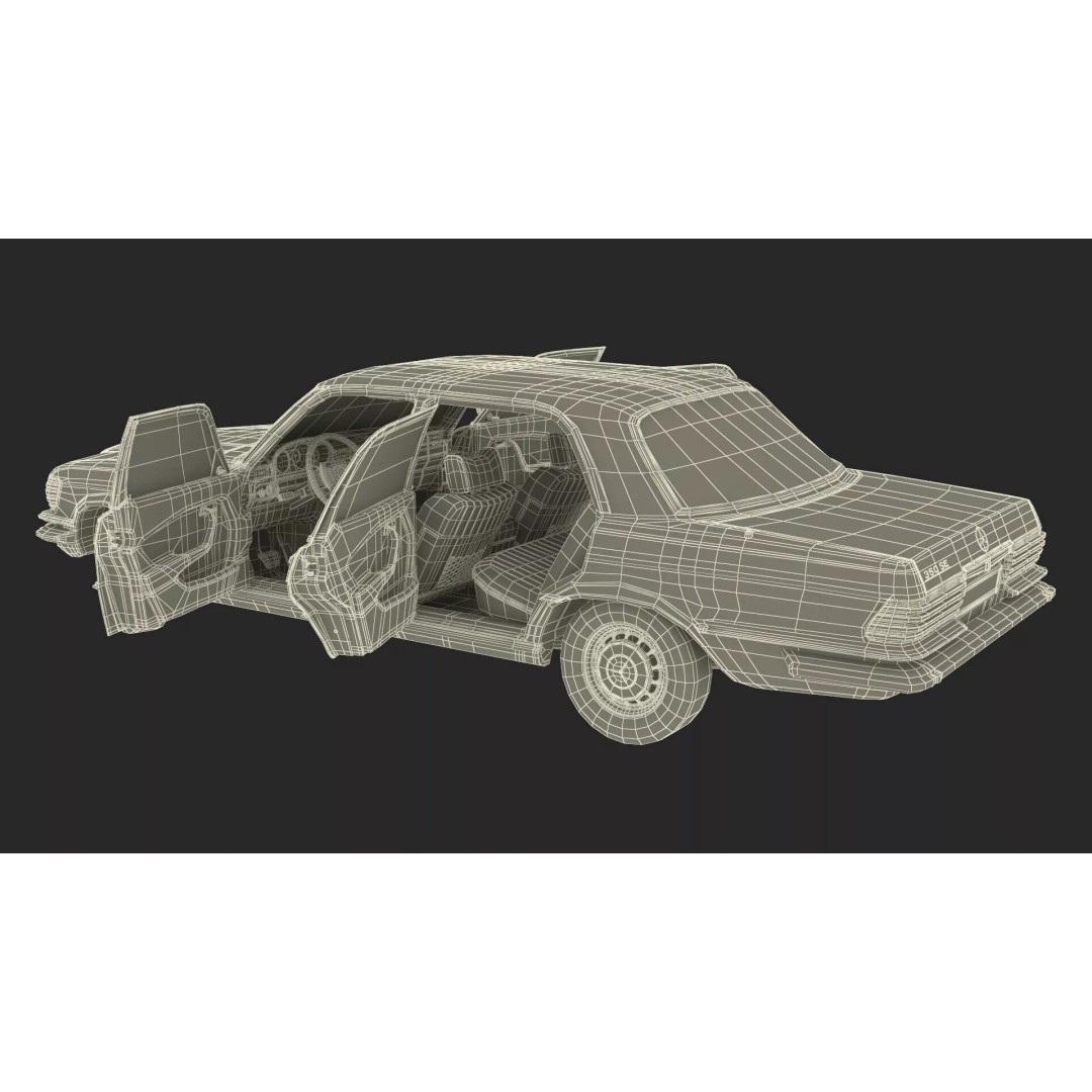 Mercedes Benz 350 SE 3D Model – Rigged Vintage Luxury Sedan, FBX - View 36