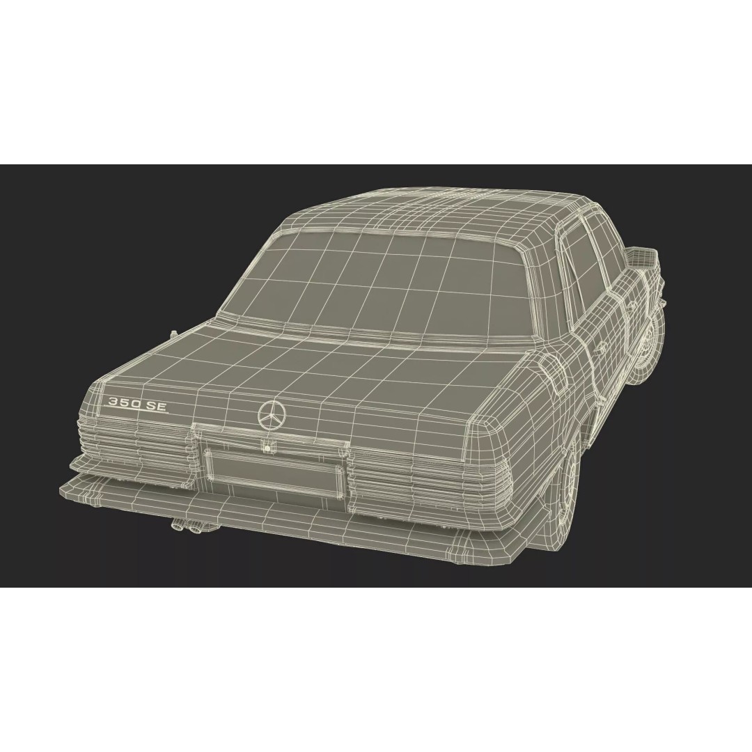Mercedes Benz 350 SE 3D Model – Rigged Vintage Luxury Sedan, FBX - View 40