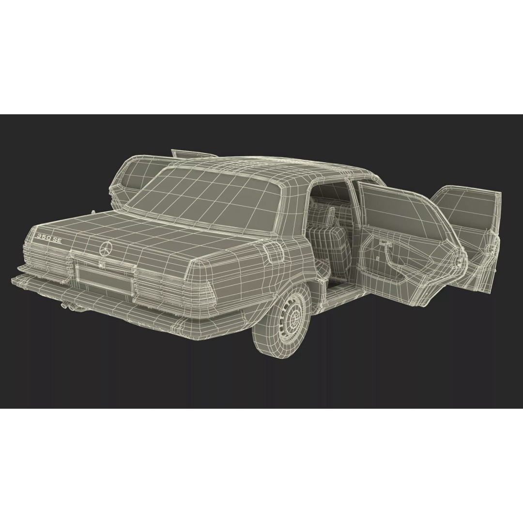 Mercedes Benz 350 SE 3D Model – Rigged Vintage Luxury Sedan, FBX - View 48