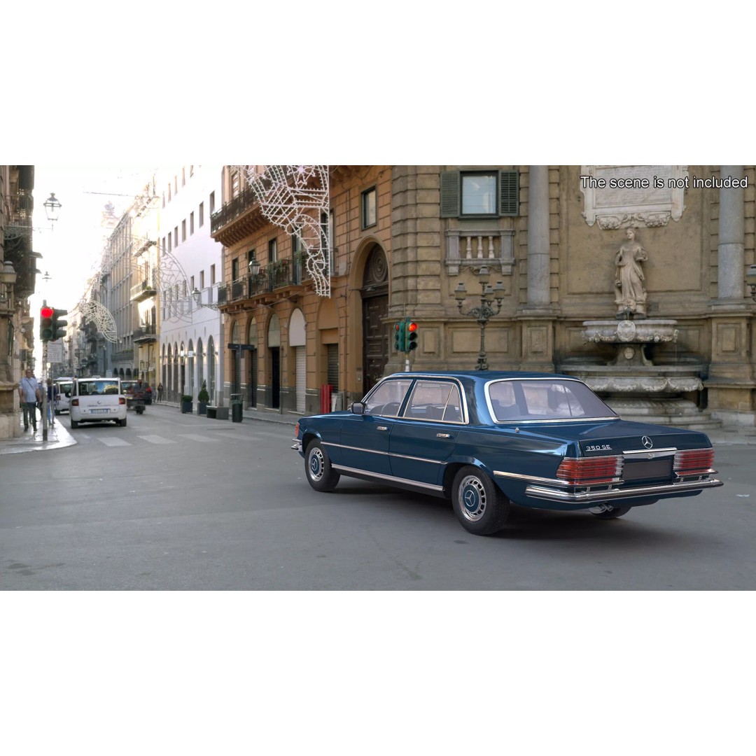 Mercedes Benz 350 SE 3D Model – Rigged Vintage Luxury Sedan, FBX - View 6