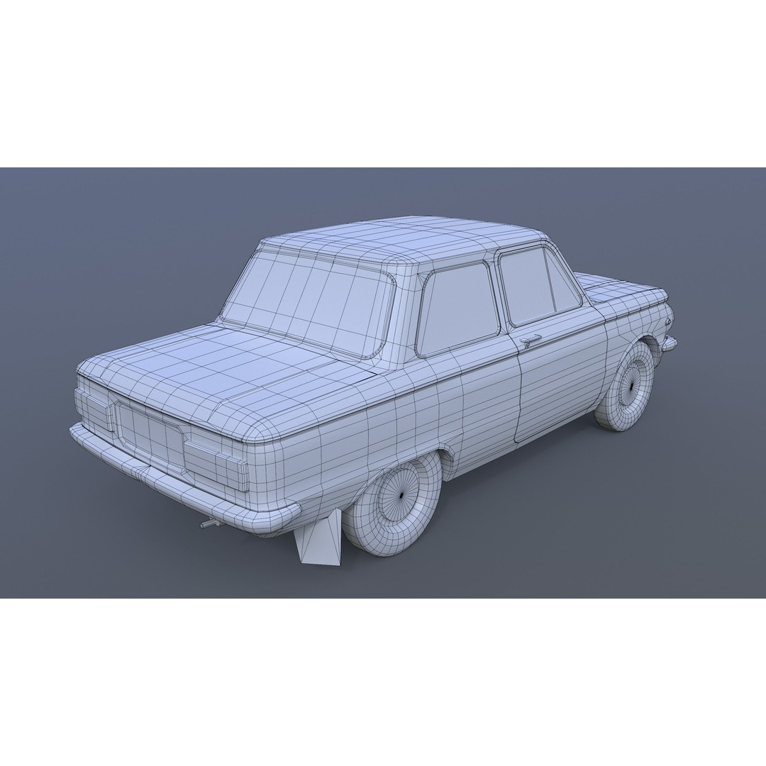 ZAZ-968 3D Model – Low Poly Retro Car, Game Ready FBX - View 10