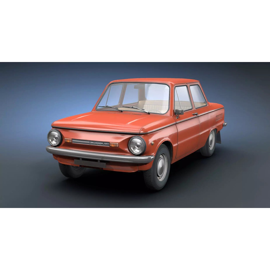 ZAZ-968 3D Model – Low Poly Retro Car, Game Ready FBX - View 2