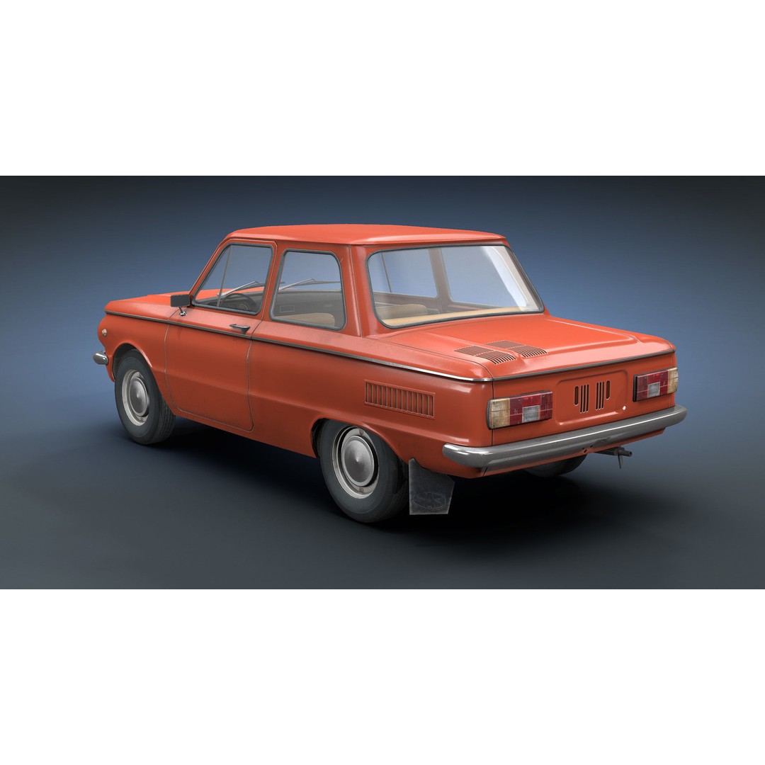 ZAZ-968 3D Model – Low Poly Retro Car, Game Ready FBX - View 4