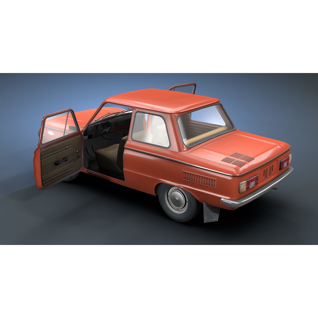 ZAZ-968 3D Model – Low Poly Retro Car, Game Ready FBX - View 5