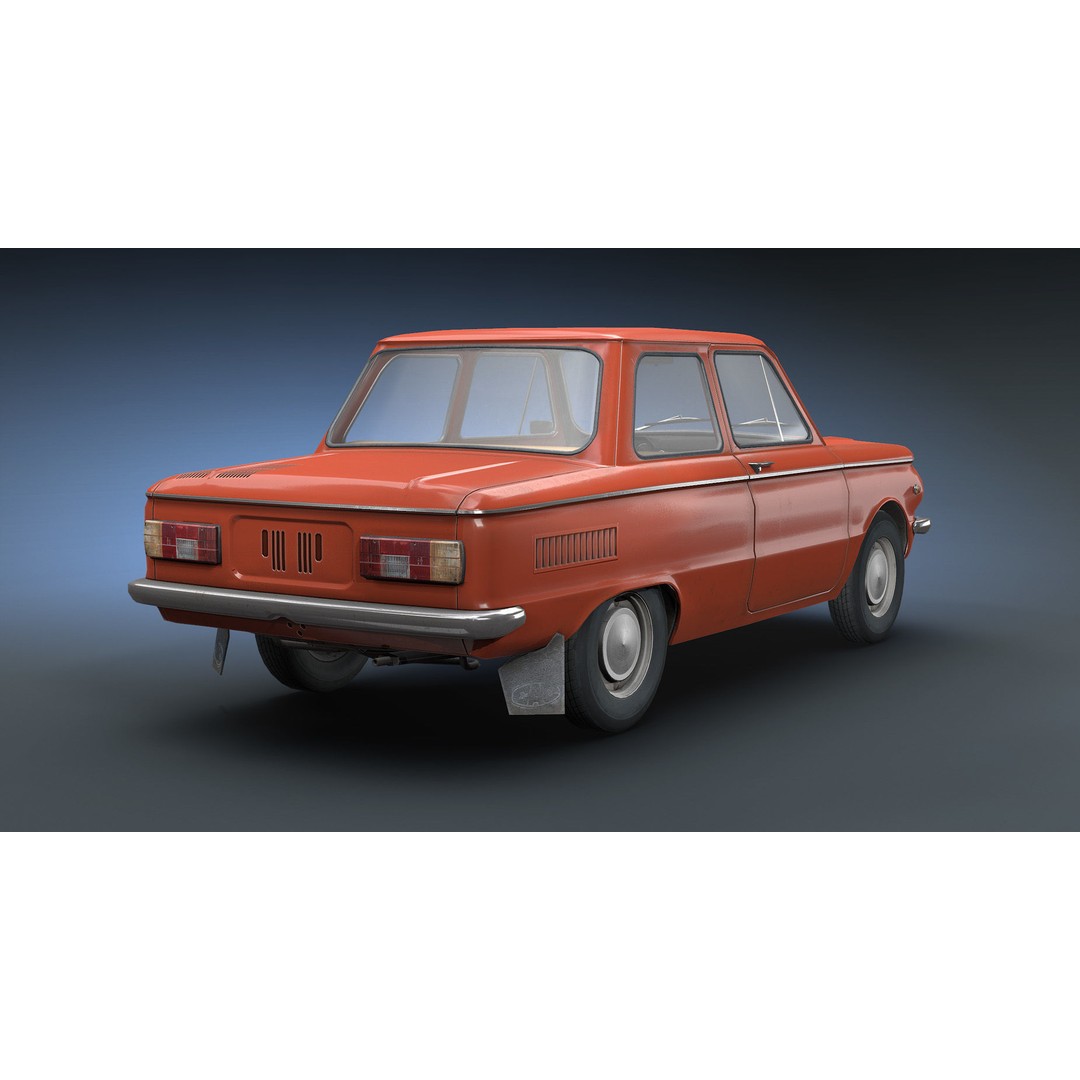 ZAZ-968 3D Model – Low Poly Retro Car, Game Ready FBX - View 6