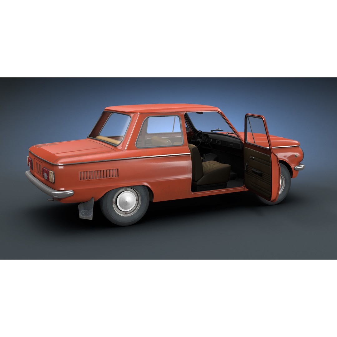 ZAZ-968 3D Model – Low Poly Retro Car, Game Ready FBX - View 7
