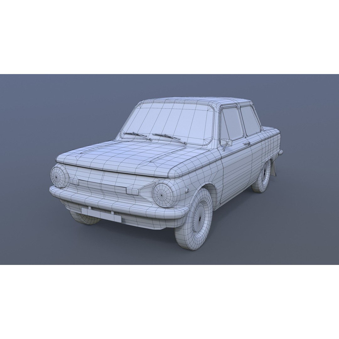 ZAZ-968 3D Model – Low Poly Retro Car, Game Ready FBX - View 9