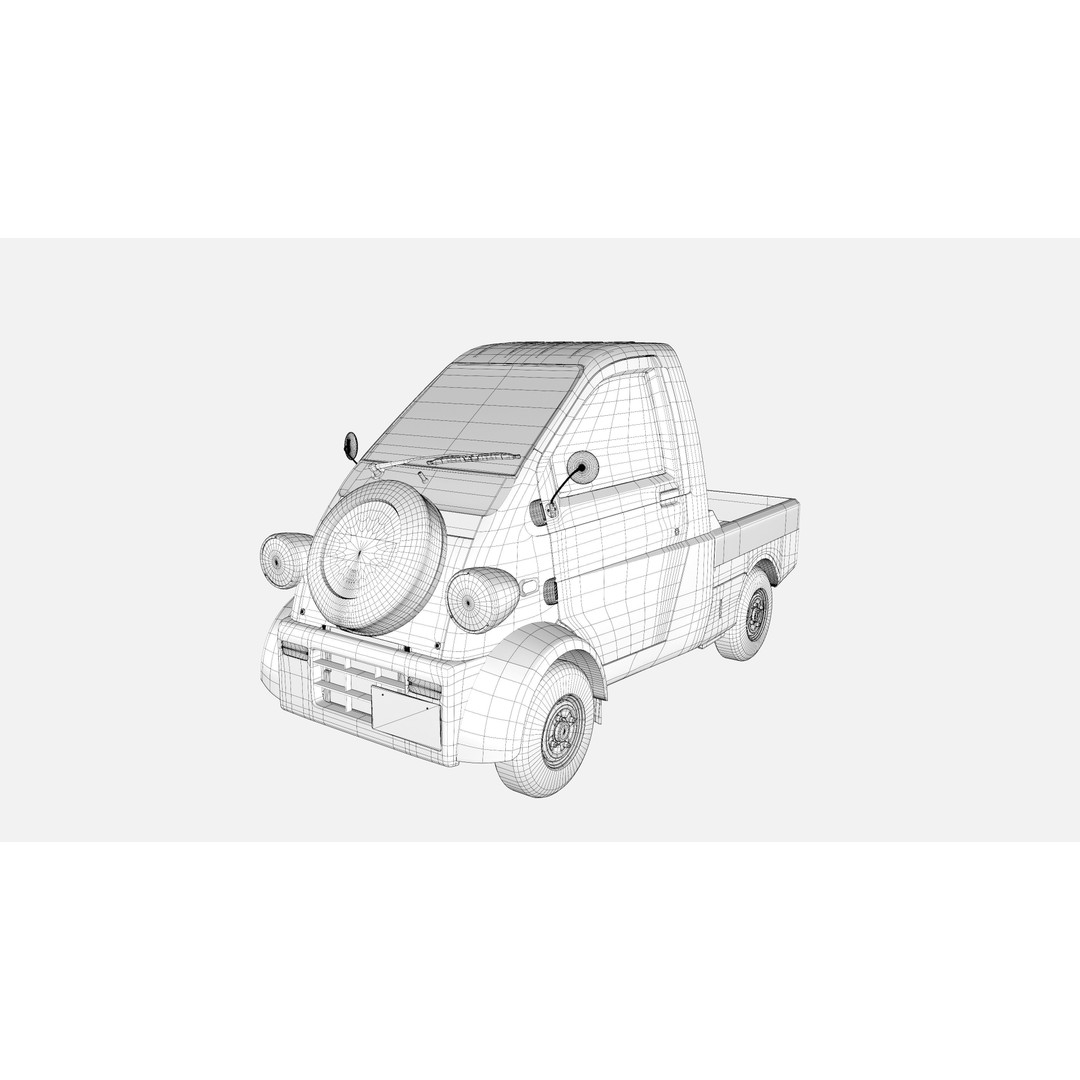 Daihatsu Midget II 3D Model – Detailed PBR Game Asset, Blender, FBX, OBJ - View 19