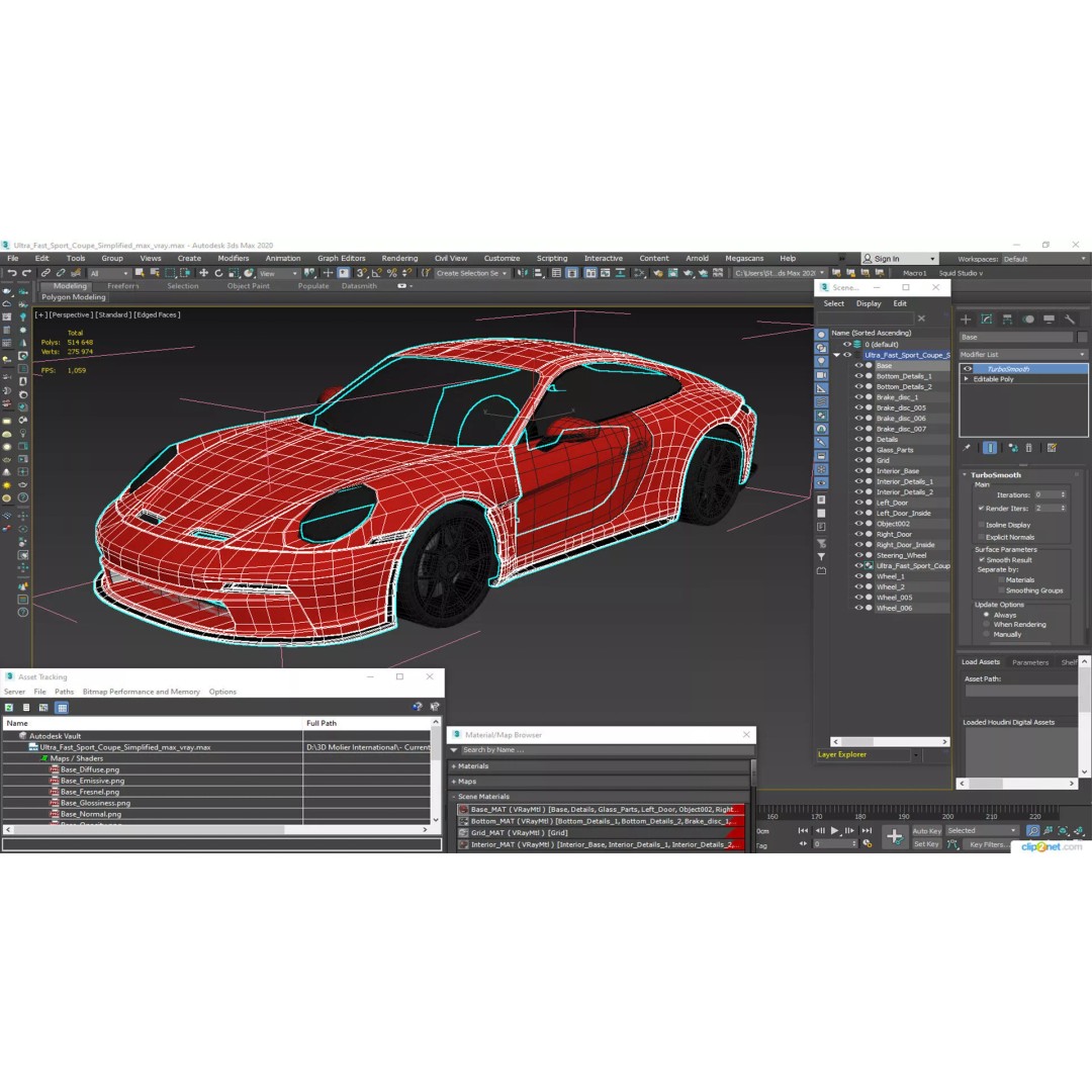 Ultra Fast Sport Coupe 3D Model – Simplified Design, PBR Textures, FBX - View 38