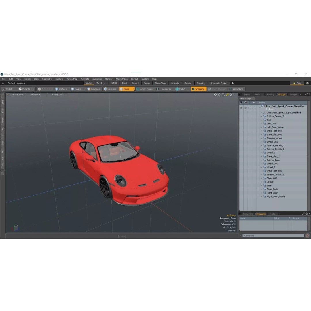 Ultra Fast Sport Coupe 3D Model – Simplified Design, PBR Textures, FBX - View 58