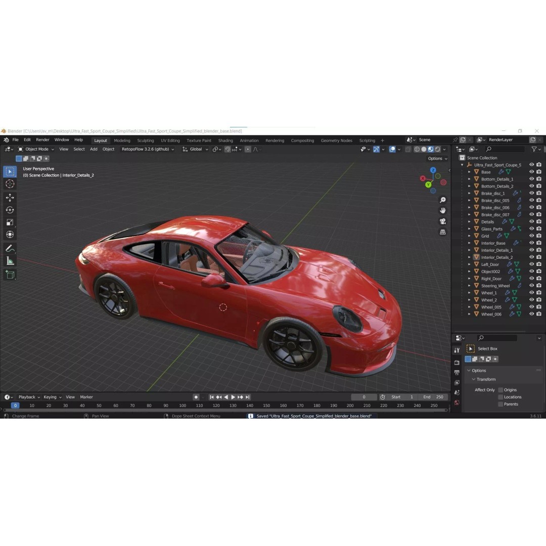 Ultra Fast Sport Coupe 3D Model – Simplified Design, PBR Textures, FBX - View 59