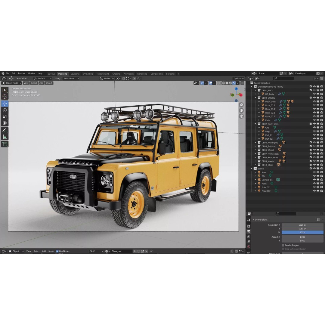 Land Rover Defender Works V8 Trophy 3D Model – PBR SUV Asset, FBX, Blender