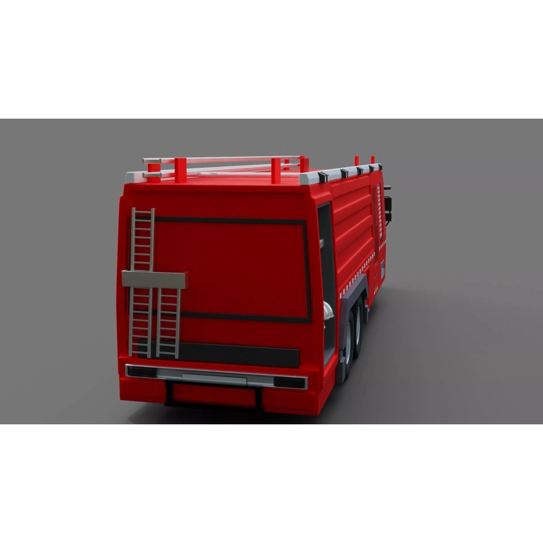 Volvo FMX Fire Truck 3D Model – High Poly Rigged Asset for Animation - View 10