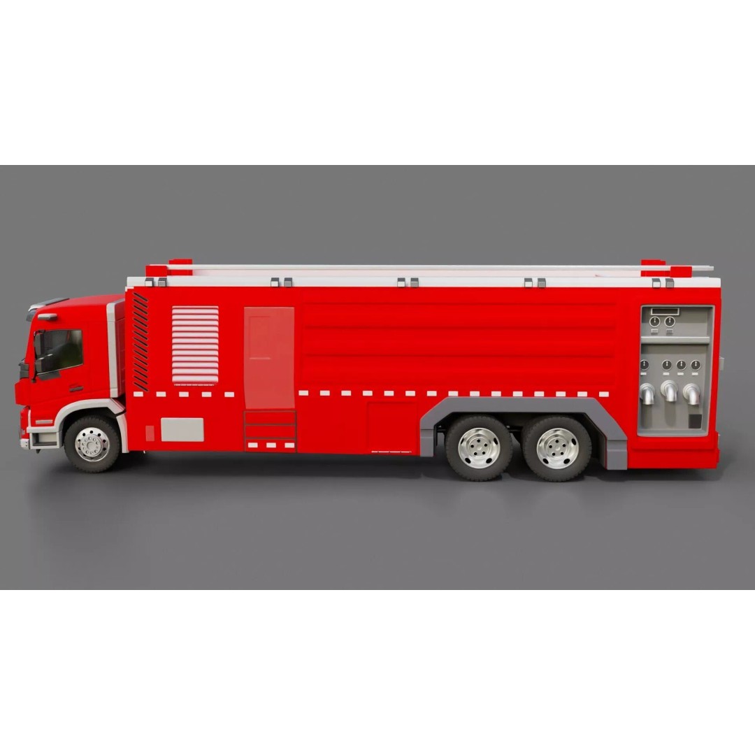 Volvo FMX Fire Truck 3D Model – High Poly Rigged Asset for Animation - View 11