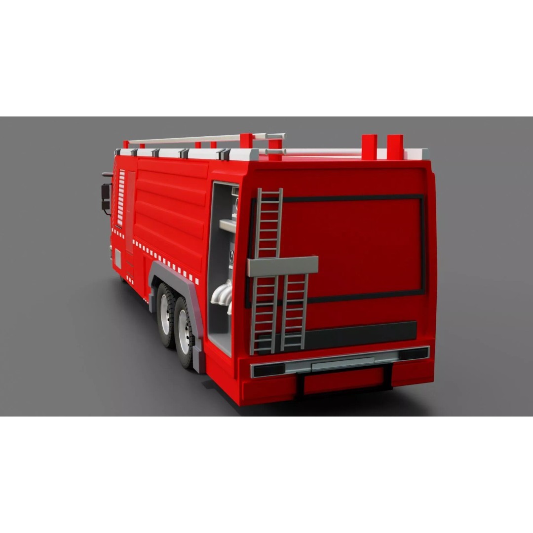 Volvo FMX Fire Truck 3D Model – High Poly Rigged Asset for Animation - View 13