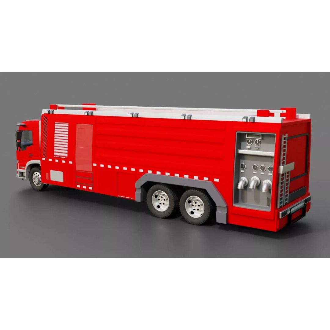 Volvo FMX Fire Truck 3D Model – High Poly Rigged Asset for Animation - View 14