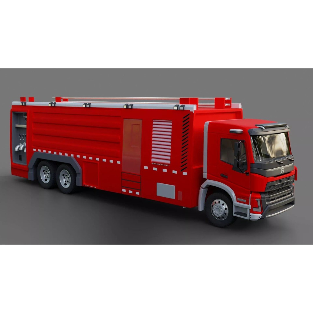 Volvo FMX Fire Truck 3D Model – High Poly Rigged Asset for Animation - View 15