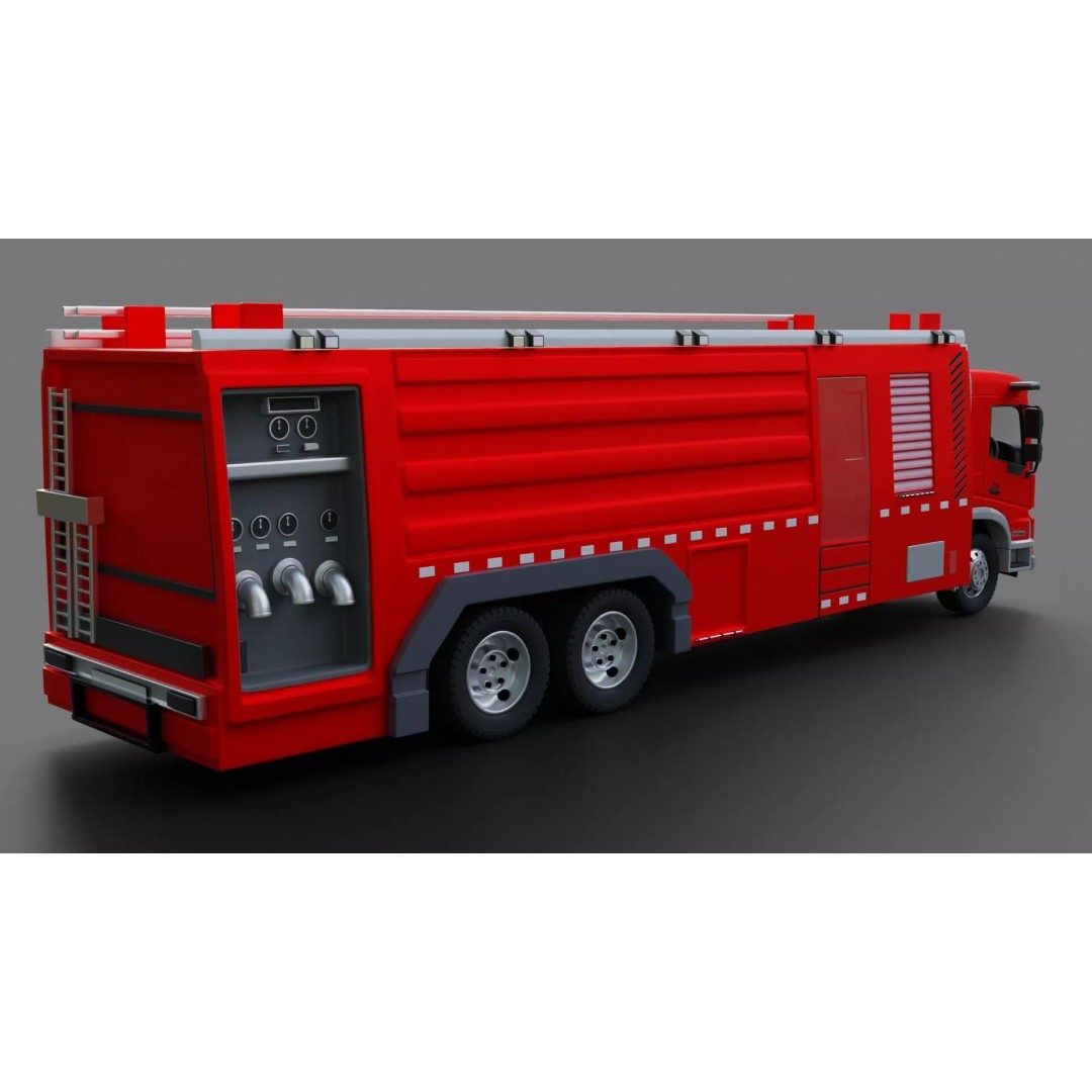 Volvo FMX Fire Truck 3D Model – High Poly Rigged Asset for Animation - View 16