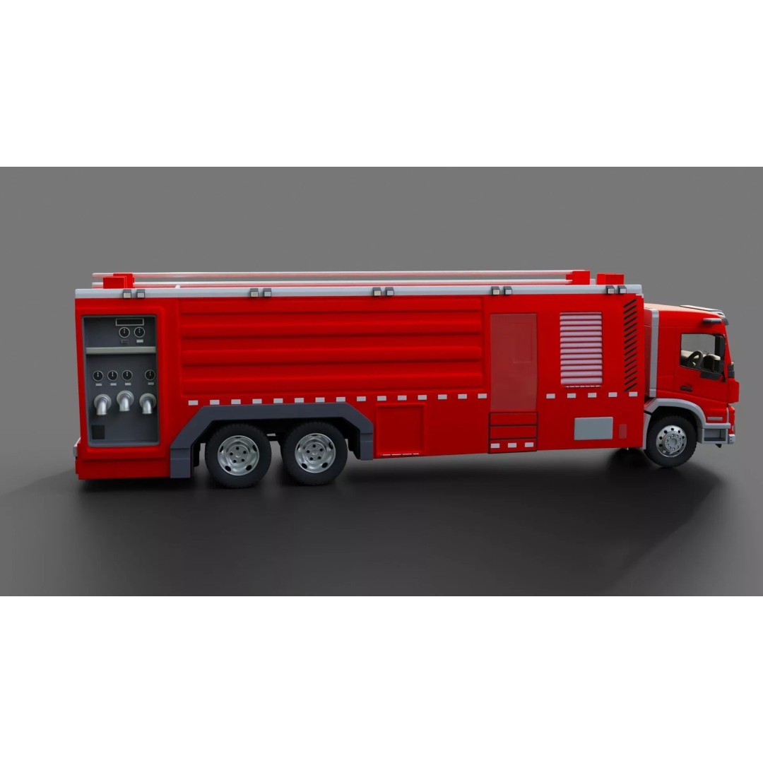 Volvo FMX Fire Truck 3D Model – High Poly Rigged Asset for Animation - View 17