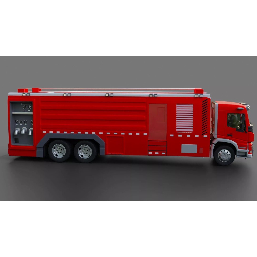 Volvo FMX Fire Truck 3D Model – High Poly Rigged Asset for Animation - View 18