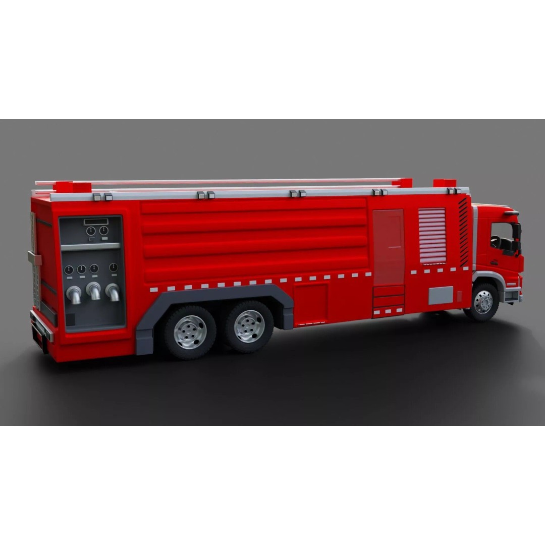 Volvo FMX Fire Truck 3D Model – High Poly Rigged Asset for Animation - View 19