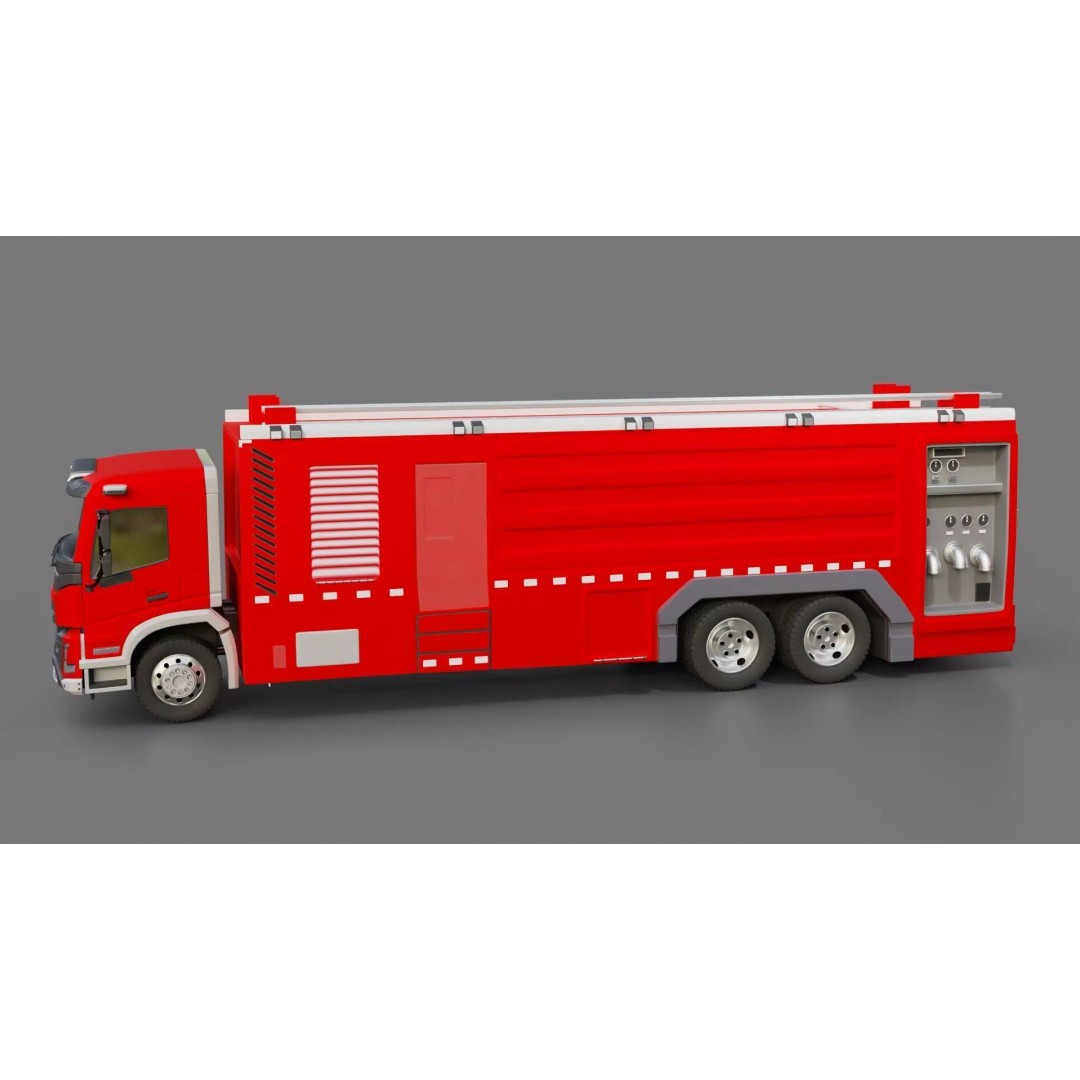 Volvo FMX Fire Truck 3D Model – High Poly Rigged Asset for Animation - View 20