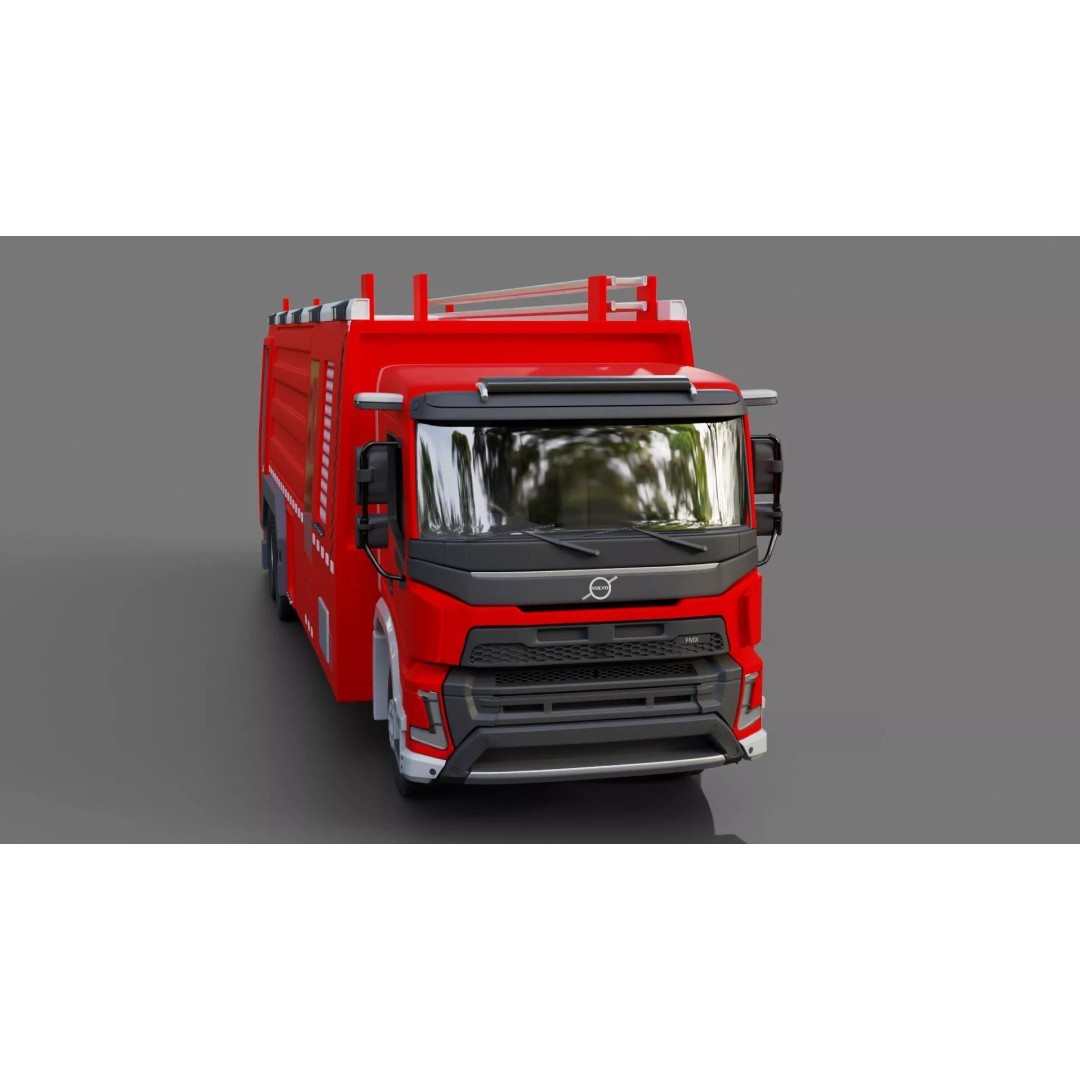 Volvo FMX Fire Truck 3D Model – High Poly Rigged Asset for Animation - View 21