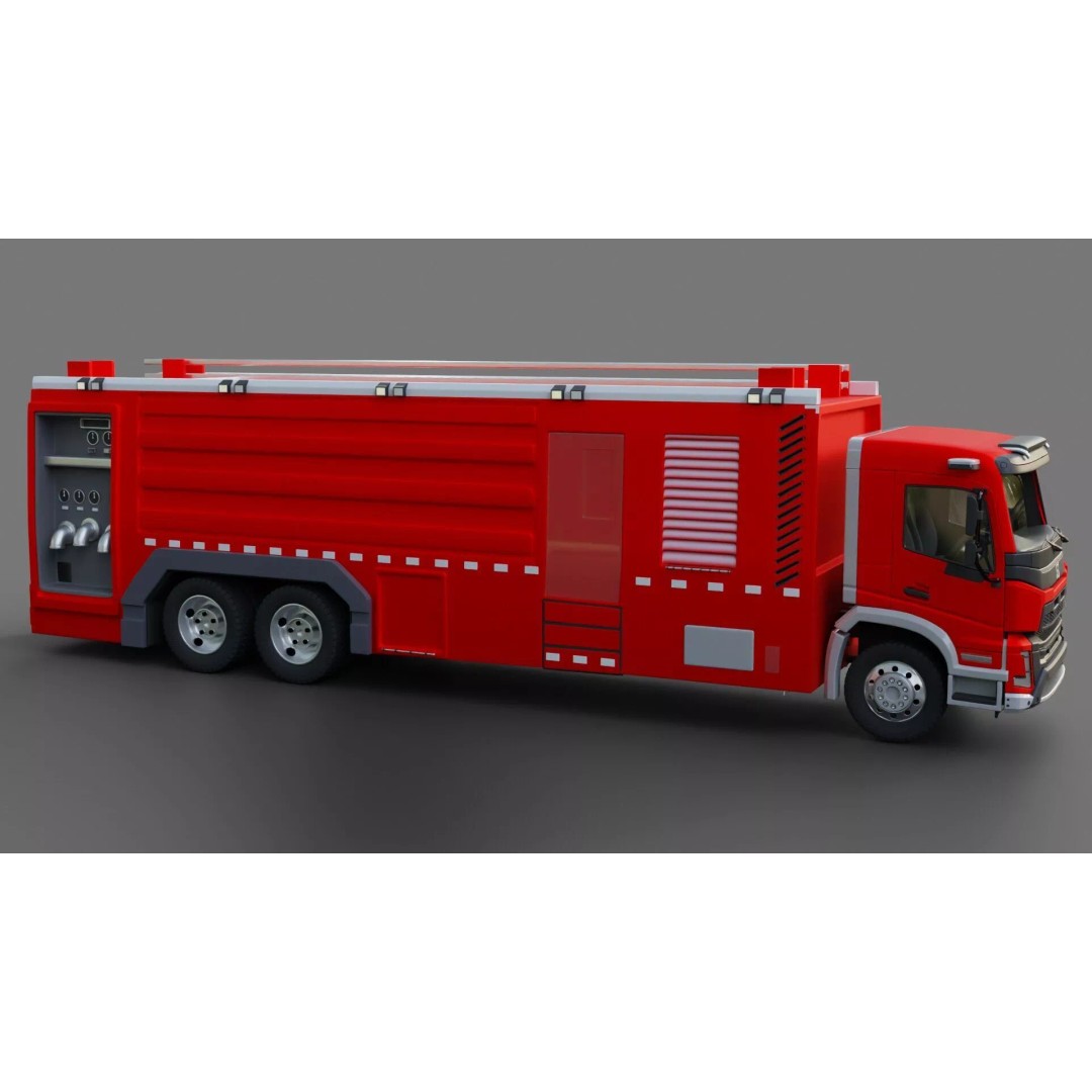 Volvo FMX Fire Truck 3D Model – High Poly Rigged Asset for Animation - View 23