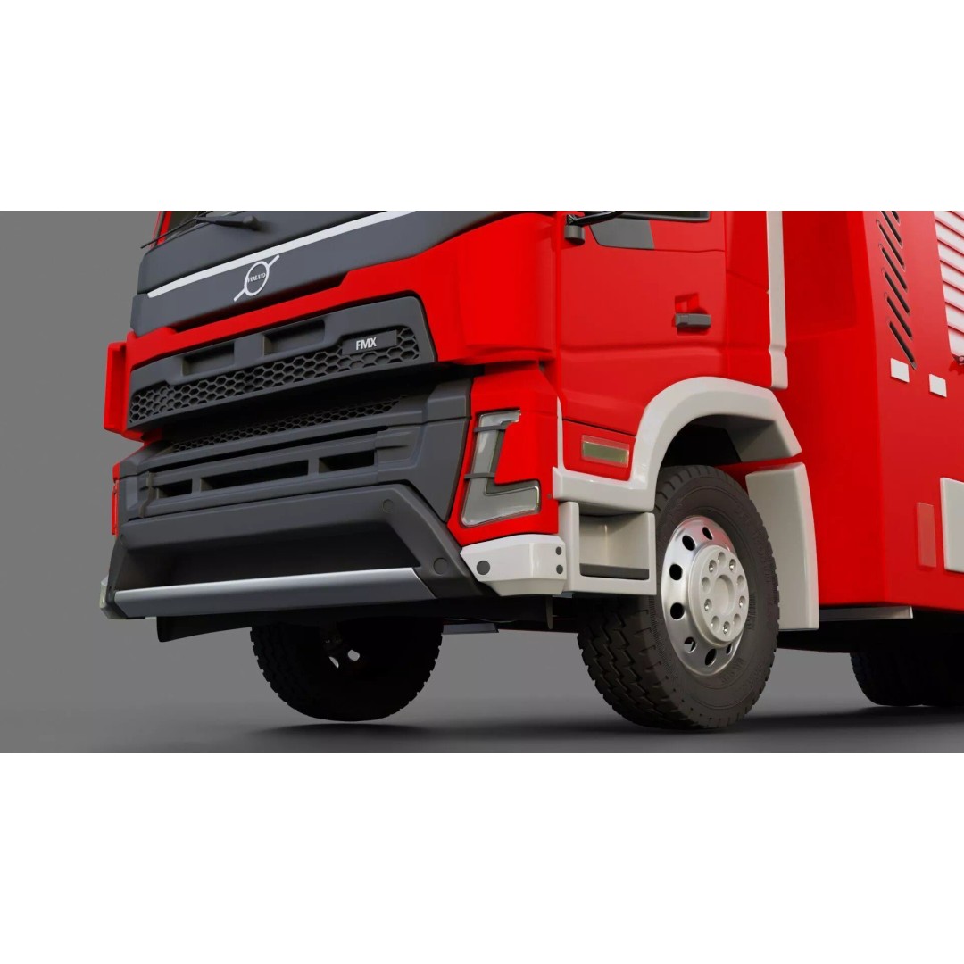 Volvo FMX Fire Truck 3D Model – High Poly Rigged Asset for Animation - View 24