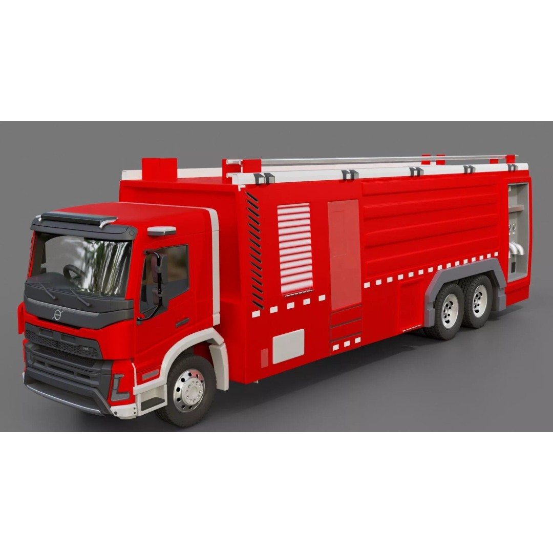 Volvo FMX Fire Truck 3D Model – High Poly Rigged Asset for Animation - View 27
