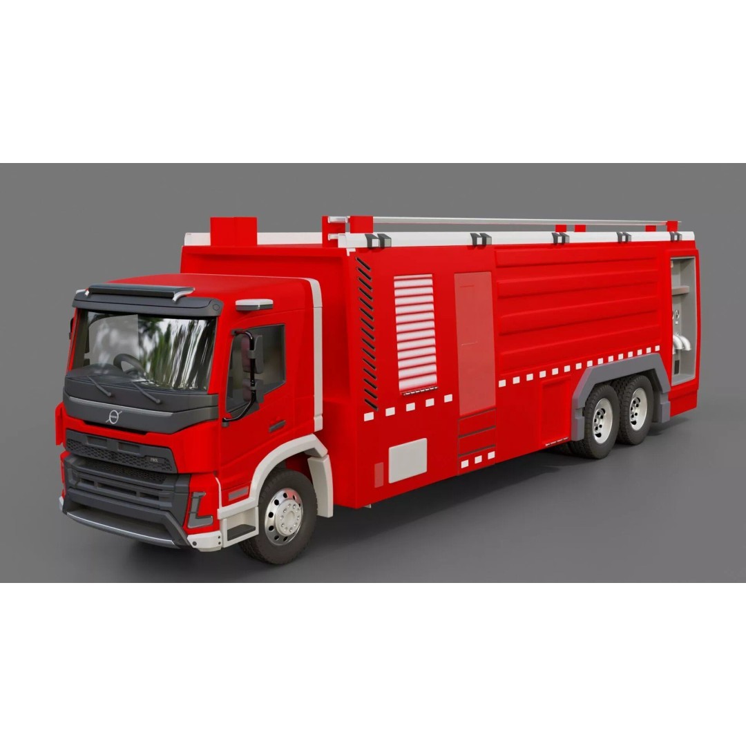 Volvo FMX Fire Truck 3D Model – High Poly Rigged Asset for Animation - View 29