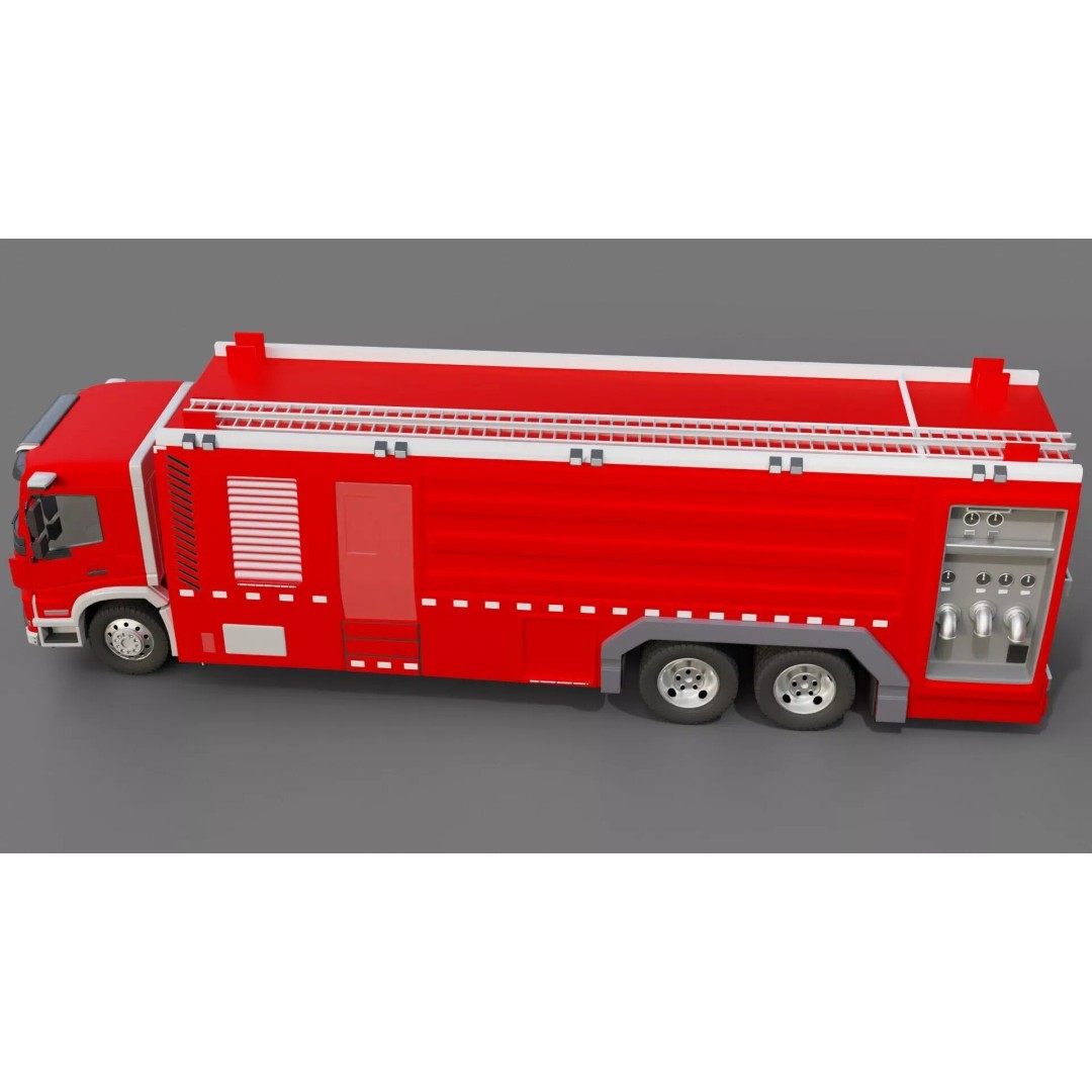 Volvo FMX Fire Truck 3D Model – High Poly Rigged Asset for Animation - View 30