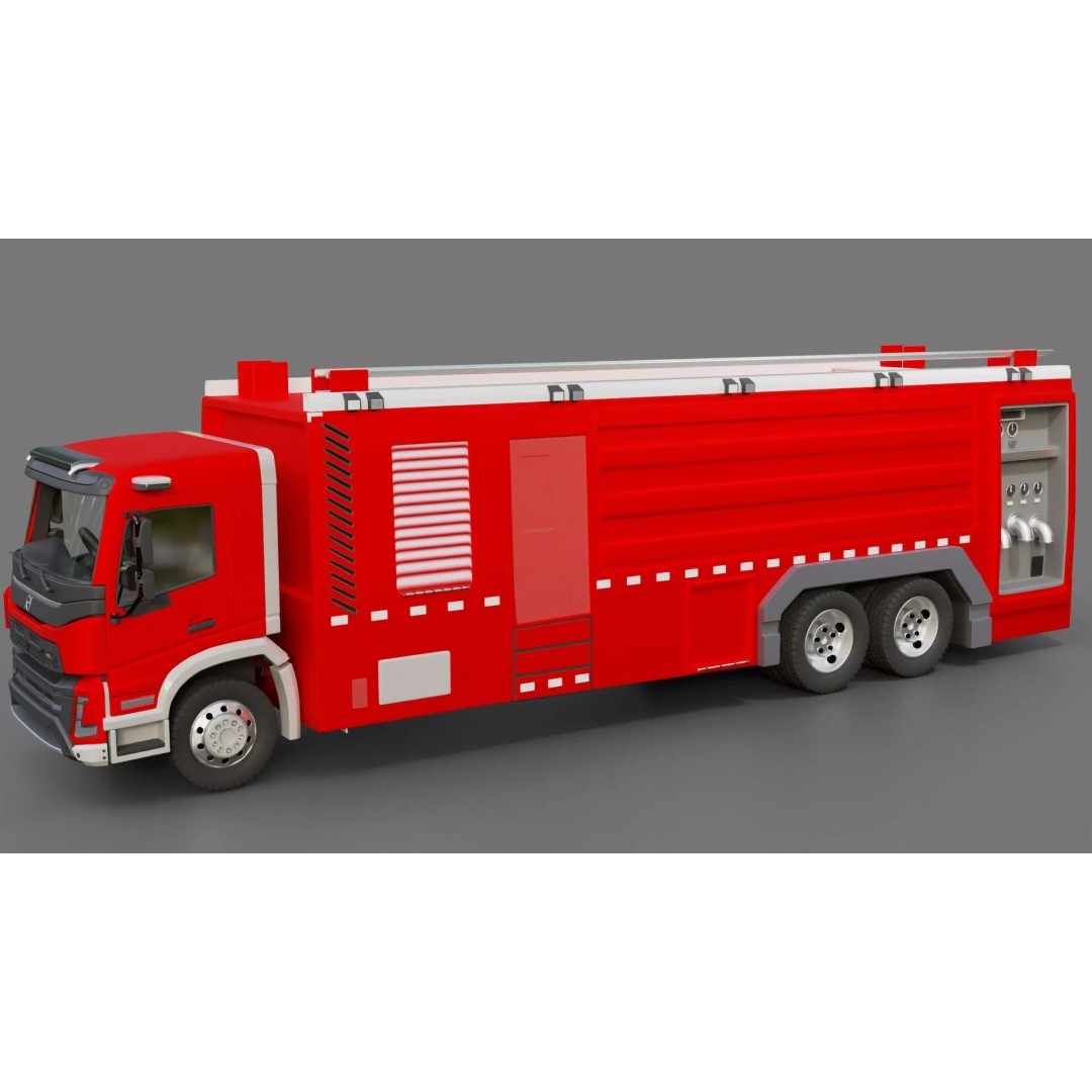 Volvo FMX Fire Truck 3D Model – High Poly Rigged Asset for Animation - View 31