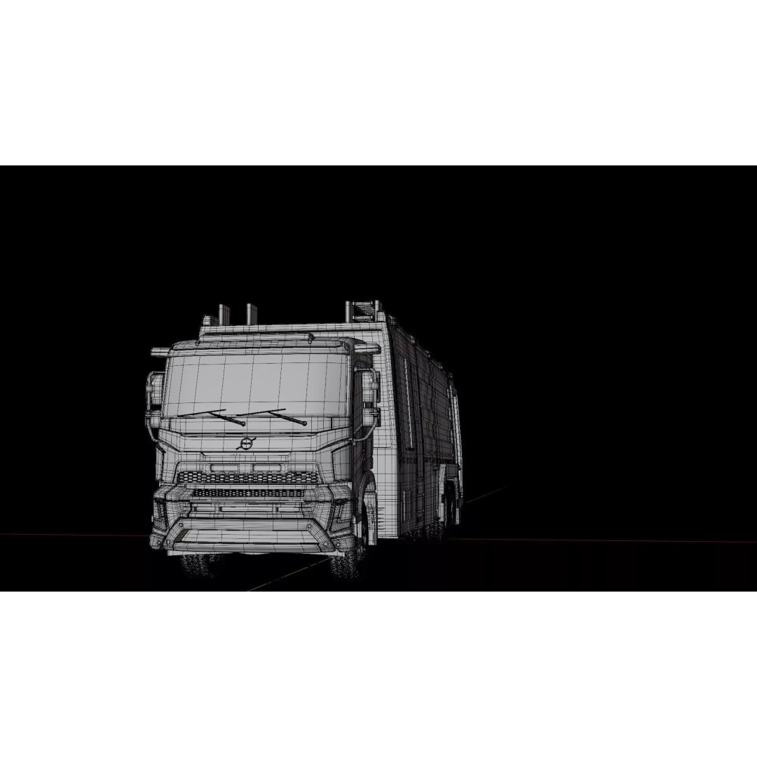Volvo FMX Fire Truck 3D Model – High Poly Rigged Asset for Animation - View 4