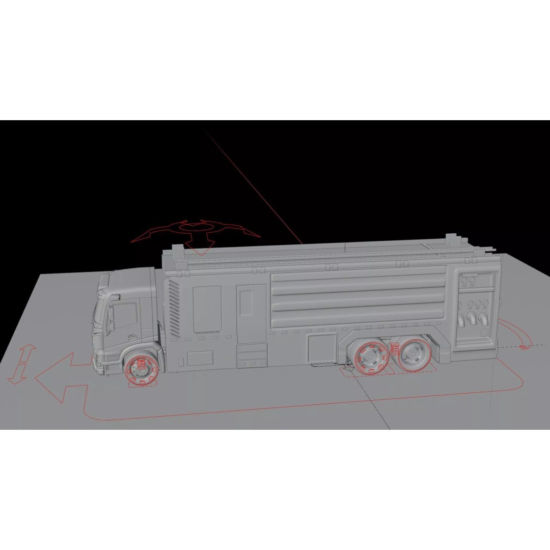Volvo FMX Fire Truck 3D Model – High Poly Rigged Asset for Animation - View 5