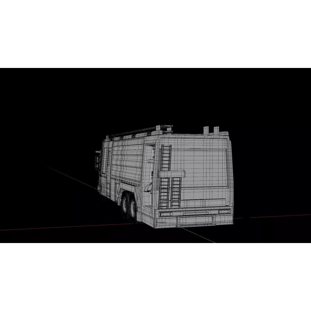 Volvo FMX Fire Truck 3D Model – High Poly Rigged Asset for Animation - View 6