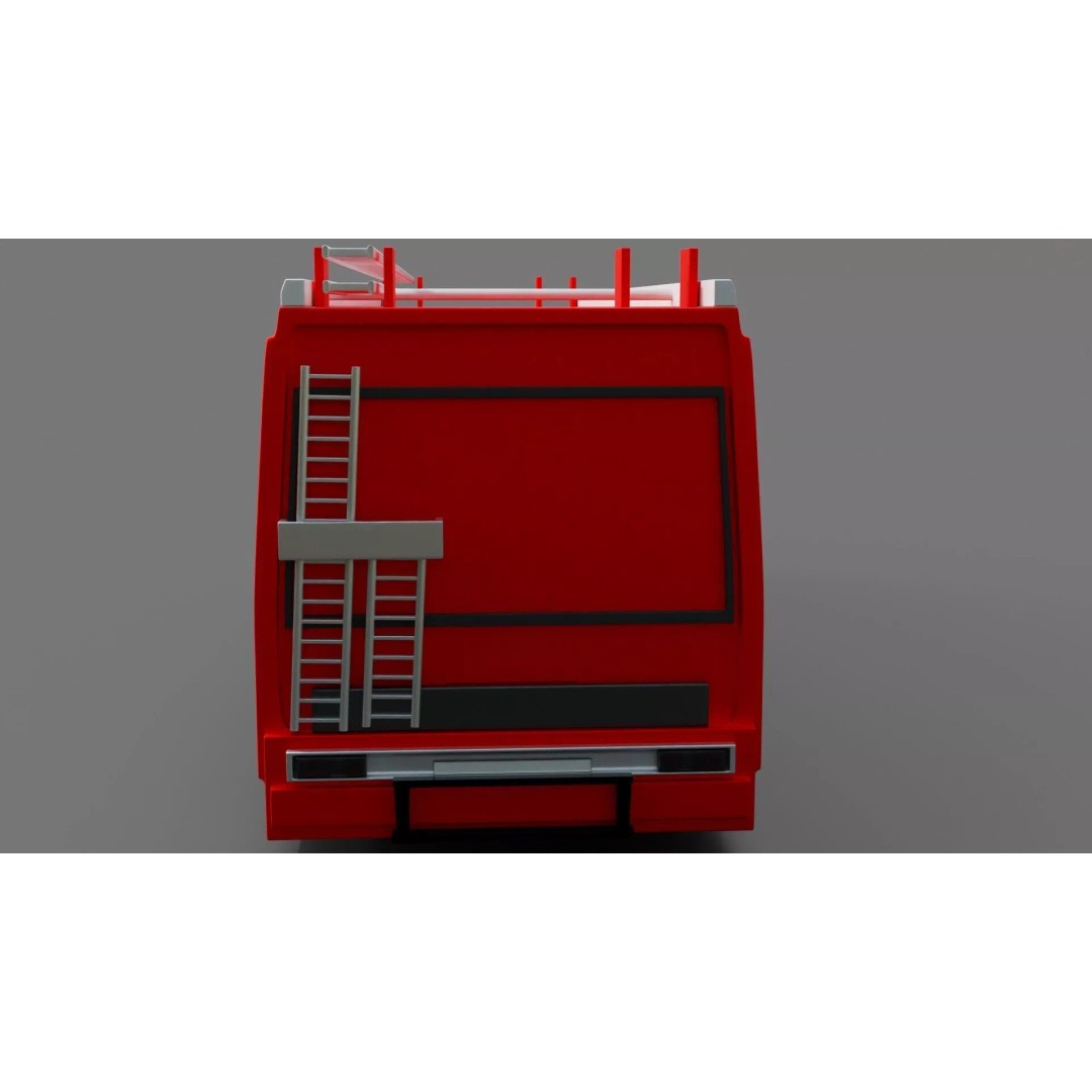 Volvo FMX Fire Truck 3D Model – High Poly Rigged Asset for Animation - View 8