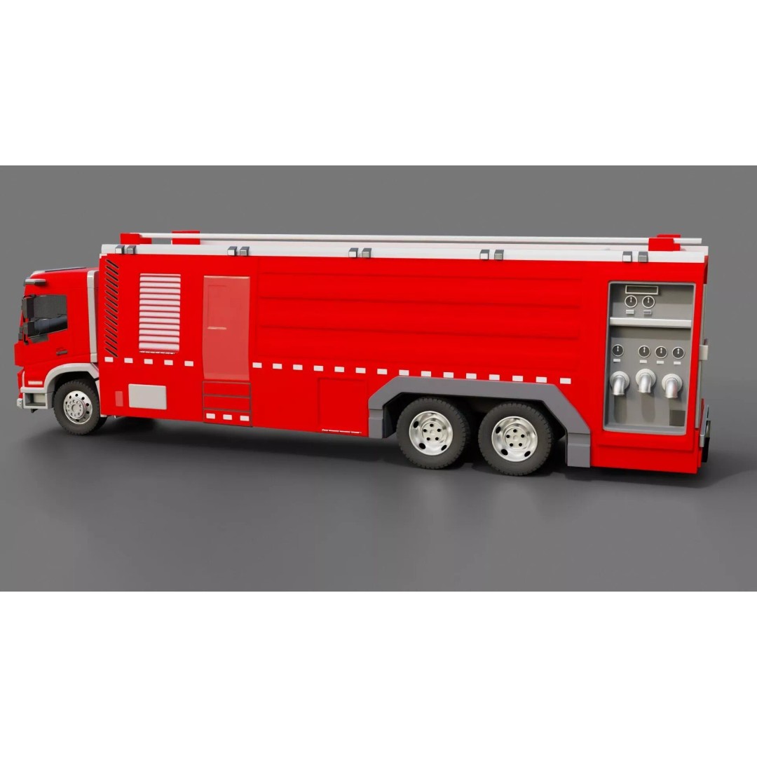 Volvo FMX Fire Truck 3D Model – High Poly Rigged Asset for Animation - View 9