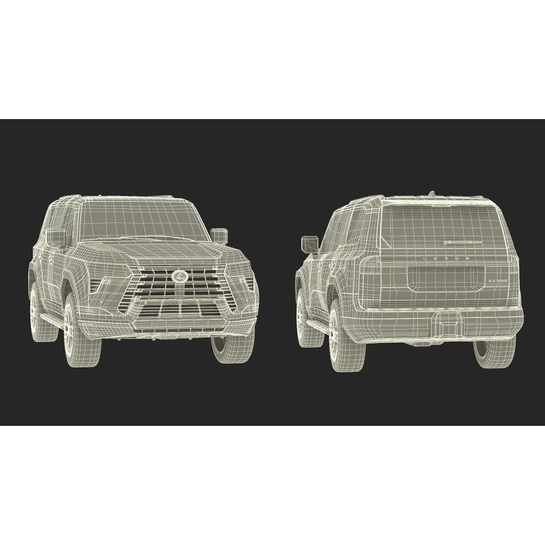 Lexus GX 550 Premium 2024 Gray Rigged 3D Model – High Poly SUV Asset - View 29