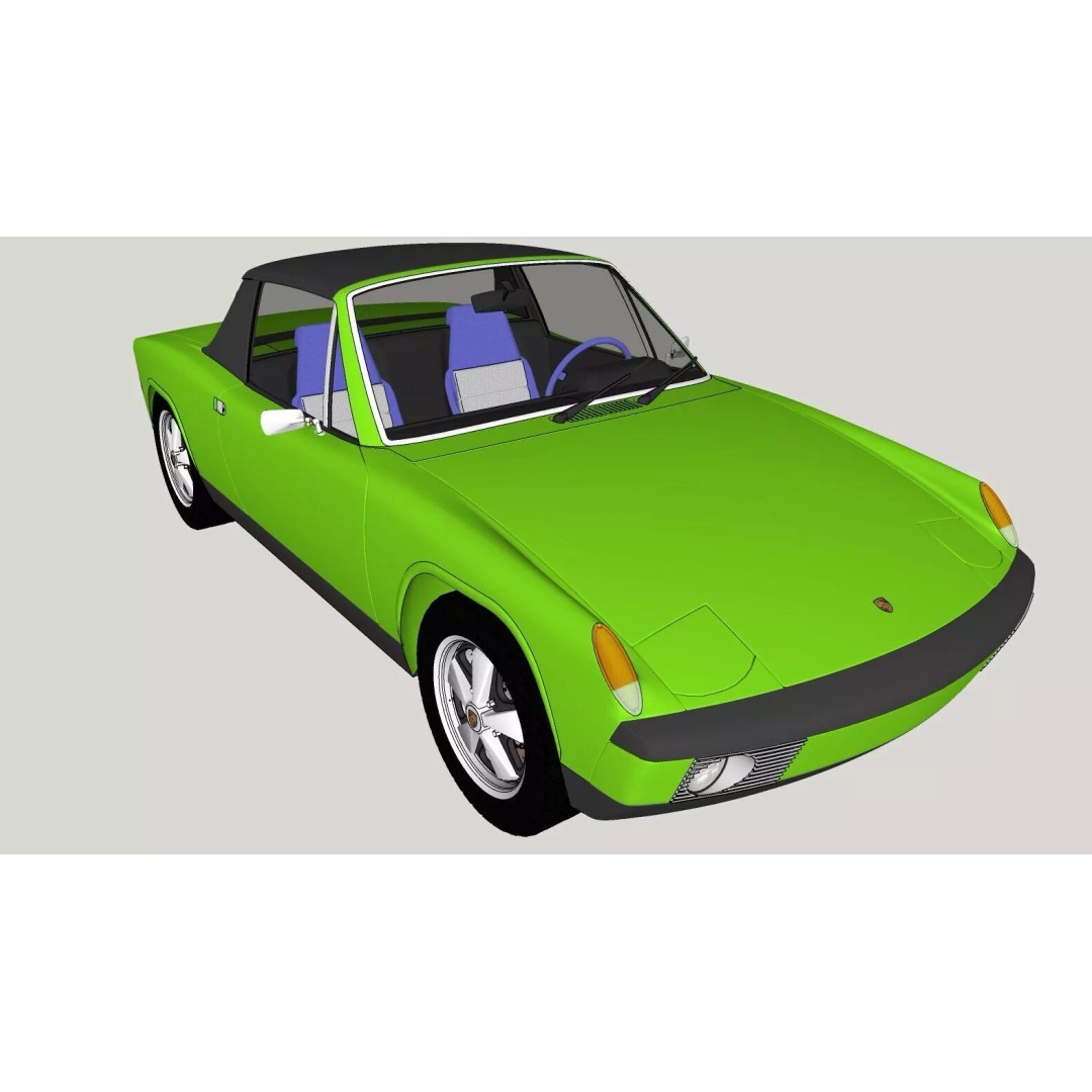 Porsche 914 3D Model – Classic Sports Car, Game-Ready FBX, OBJ - View 17