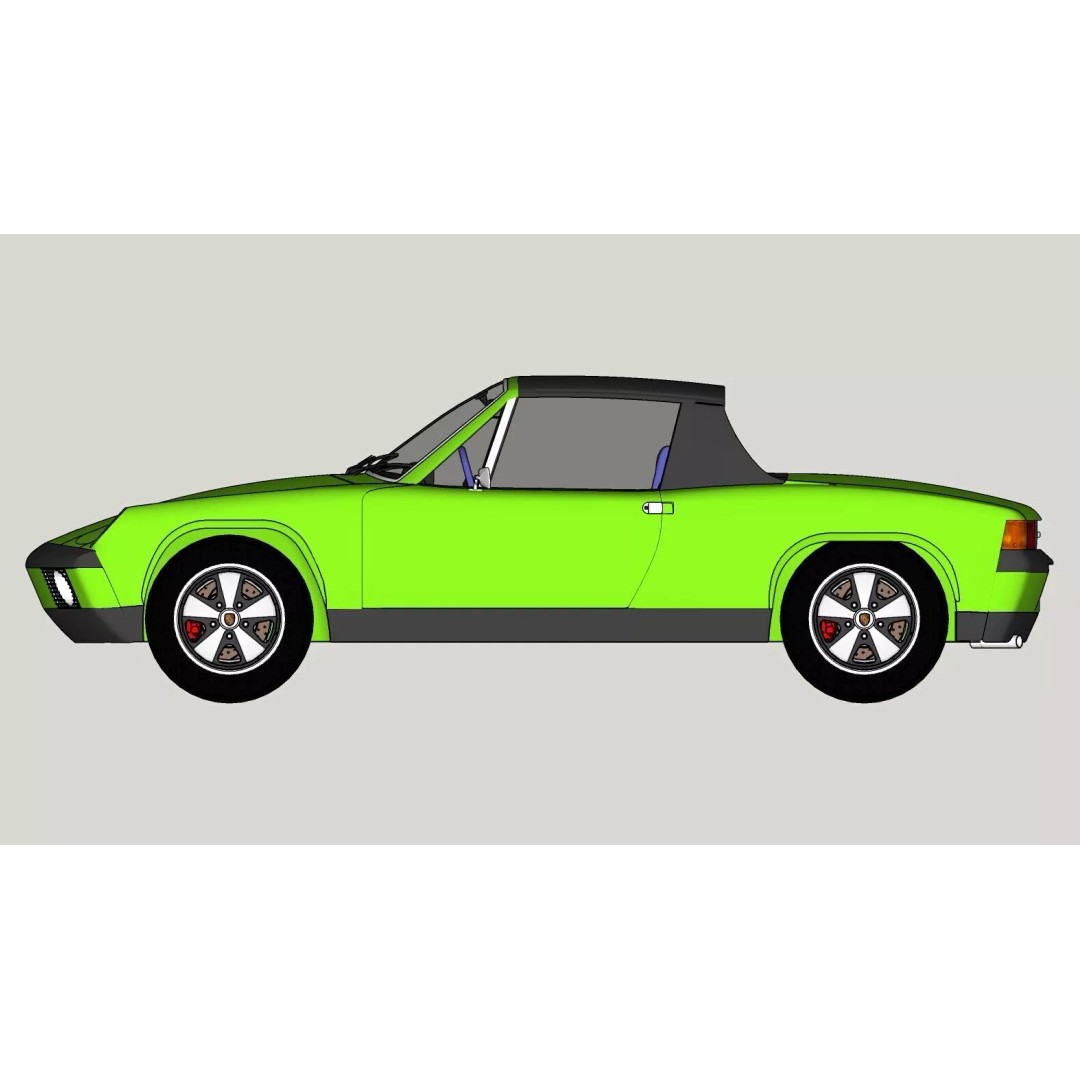 Porsche 914 3D Model – Classic Sports Car, Game-Ready FBX, OBJ - View 23