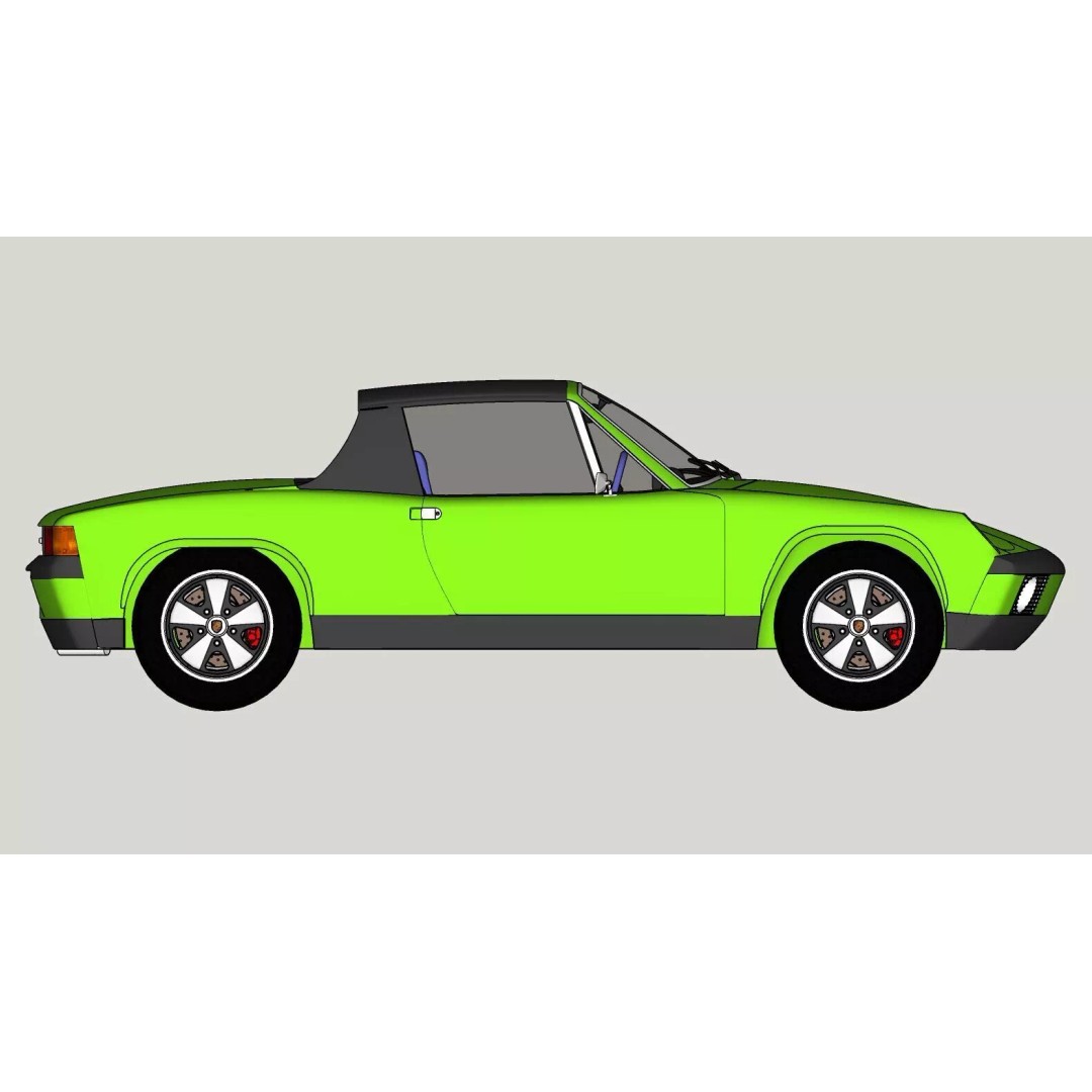 Porsche 914 3D Model – Classic Sports Car, Game-Ready FBX, OBJ - View 24