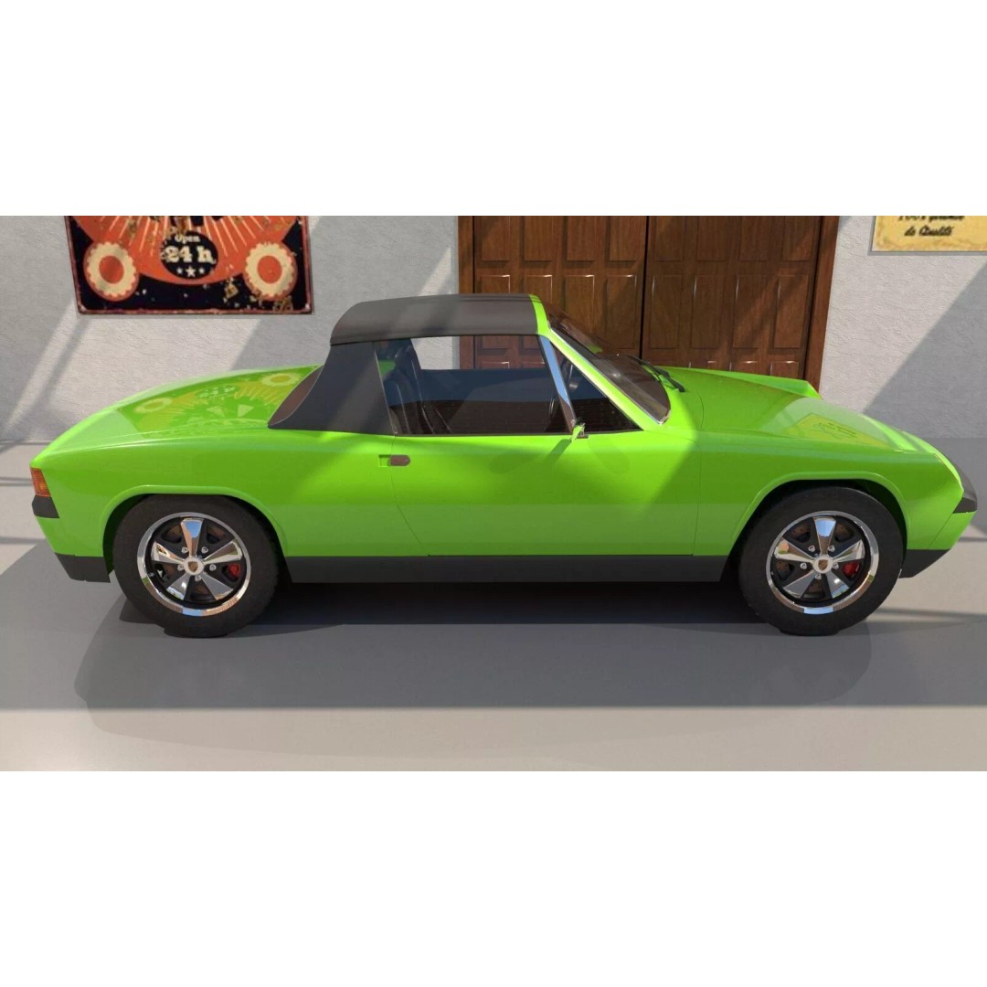 Porsche 914 3D Model – Classic Sports Car, Game-Ready FBX, OBJ - View 4