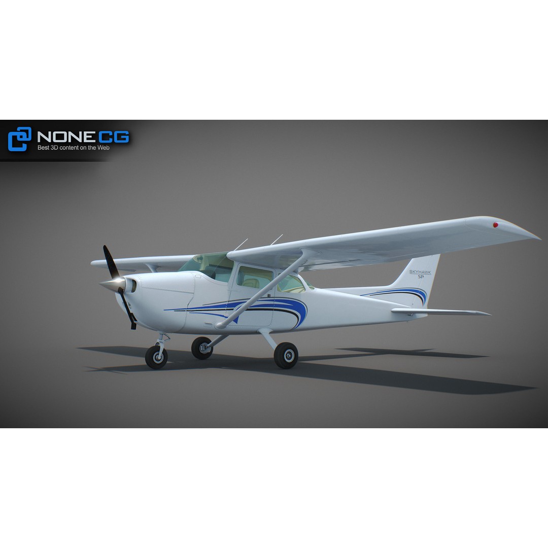 Cessna 172 3D Model – Low Poly Aircraft with PBR Textures, FBX