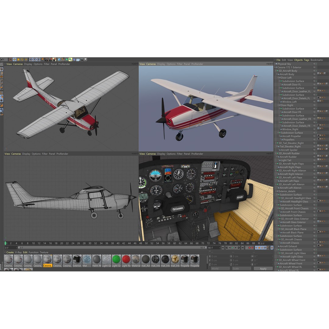 Cessna 172 3D Model – Low Poly Aircraft with PBR Textures, FBX - View 10