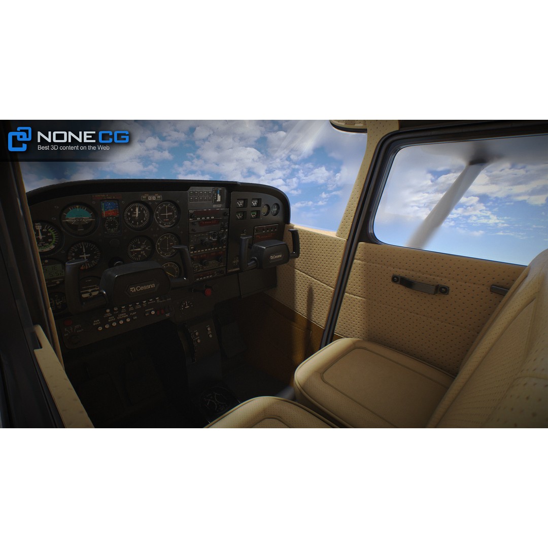 Cessna 172 3D Model – Low Poly Aircraft with PBR Textures, FBX - View 11